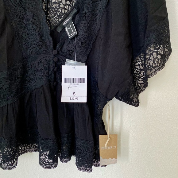 NWT - Forever 21 - BLACK WOVEN TOP - Size - Small - Picture 6 of 10